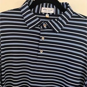Peter Millar (XL) self collar Navy with Light blue stripes